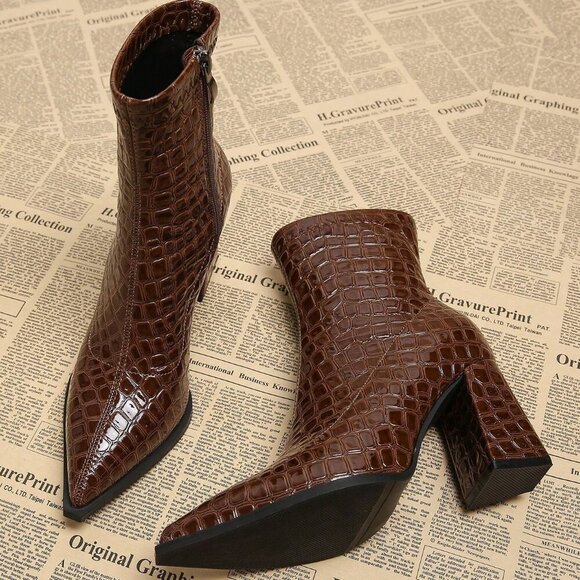 Chocolate Brown Elegant Women's Boots - Picture 1 of 5
